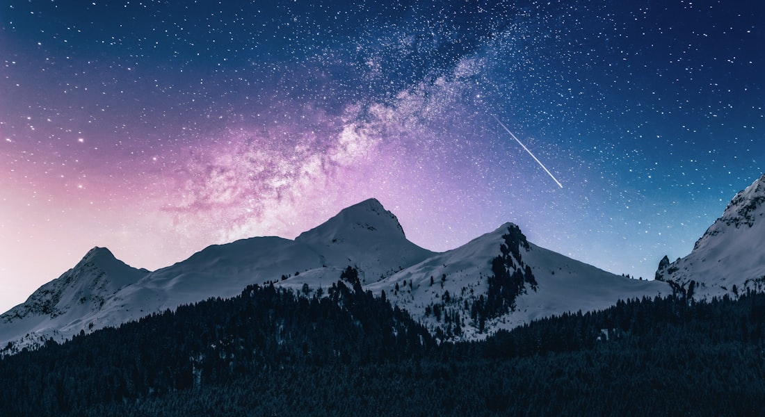 Stars over the mountains during a glamping trip